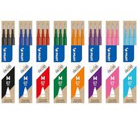 Pilot - Lot de 8 sets de recharges pour stylo roller effaçable Frixion, 1 de chaque couleur, noir, orange, bleu, vert, violet, rose, bleu clair et rouge - BLS-FR7