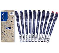 PILOT - Pack of 10 FriXion Fineliner - Erasable fiber tip Fineliner - Medium - Assorted colors 4 Blue 4 Black 2 Red