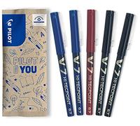 PILOT - Pack of 5 V7 - Liquid ink roller pen - Medium - Assorted colors 2 Blue 1 Red 2 Black