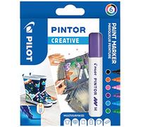 PILOT - Pochette de 6 Pintor - Marqueurs Peinture Multi-Supports à Base d’Eau, Séchage Rapide - Textile, Verre, Bois, Pierre, DIY - Couleurs Assorties Créatives - Pointe Moyenne
