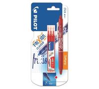 PILOT - Blister FriXion Ball Clicker 0.7 - Roller effaçable - Rouge + 1 set de 3 recharges - Pointe moyenne
