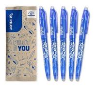 PILOT - 5 Frixion Ball - Encre Gel Effaçable - Stylo Roller Rechargeable et Ergonomique - Bleu - Pointe Fine