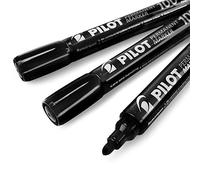 Pilot SCA-100 Lot de 3 marqueurs permanents à pointe ogive fine de 4 mm à 4,5 mm Noir