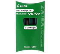 Pilot Recharges V5/V7 – encre liquide, niveau visible, régulateur de débit – vert lot 3