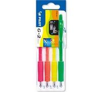 Pilot Set2Go G-207 Retractable Gel Rollerball Pen 0.7mm Tip 0.39mm Line Neon Green/Orange/Pink/Yellow (Pack 4)