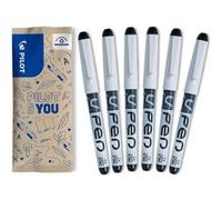 Pilot - Lot de 6 Stylos Plume V-Pen effaçable - Noir - Plume Moyenne