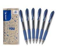 PILOT - Lot de 6 G2 Plus - Stylos Roller - Encre Gel Rétractables et Rechargeables - Excellent Confort d'Écriture - Bleu - Pointe Moyenne