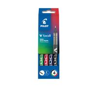 Stylo roller Pilot V-Ball couleurs assorties 0,5 mm - Pochette de 4