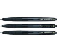 Pilot Super Grip G Lot de 3 Stylos Bille Rétractable Medium Noir