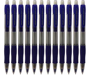 Pilot Supergrip H187 Lot de 12 Porte-mine 0,7 mm rechargeable Corps plastique avec grip caoutchouc Bleu