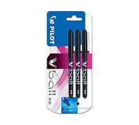 Pilot V-ball 05 Blister de 3 Stylos à bille roulante à encre liquide Pointe Fine Noir