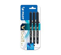 Pilot V-ball 07 Blister de 3 Stylos à bille roulante à encre liquide Pointe Moyenne Noir