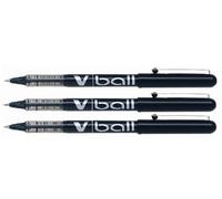 Pilot V-Ball Lot de 3 Roller à encre liquide Pointe 0,5 mm Noir (Import Royaume Uni)