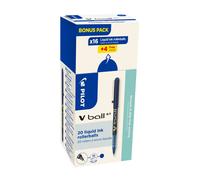 Pack 16 stylos roller PILOT V-BALL 0.7 mm capuchon + 4 offerts - bleu