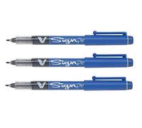 Pilot V Sign Pen Lot de 3 stylos à encre liquide Pointe 2 mm Bleu