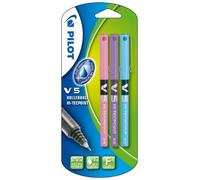 Pilot V5 Blister de 3 Stylos à bille roulante à encre liquide Pointe Fine Rose/violet/turquoise