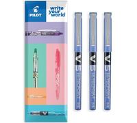 PILOT V5 Hi-Tecpoint Lot de 3 stylos roller à pointe fine de 0,5 mm dans une enveloppe emballage cadeau (bleu)