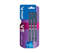 Pilot V5 Liquid Ink Rollerball Pen 0.5 mm Tip - Black Pack of 3