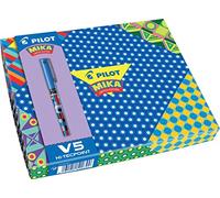Pilot V5 MIKA Coffret Collector de 6 Stylos roller encre liquide pointe moyenne 0,5 mm Noir/Bleu/Rouge/Vert/Violet/Turquoise