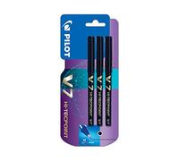 Pilot V7 Hi-Tecpoint Rollerball Pen 0.7 mm Tip - Black Pack of 3