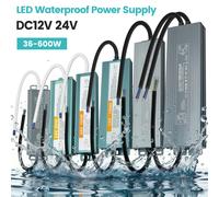 Pilote d'alimentation LED étanche IP67, AC 110V 240V à DC 12V 24V 36W 60W 80W 100W 300W 400W 500W 600W, adaptateur de transformateur 12V 36W