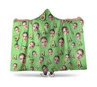Pilou Pilou Femme Homme Pull Plaid Personnalisé Oversize en Poncho Polaire Couverture à Capuche Votre Photo de Visage Objet Personnalisable Sweat Plaid Hiver Blanket Chaud Cadeau Personnalisée