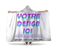 Pilou Pilou Femme Homme Sweat Plaid Personnalisé Oversize en Poncho Polaire Couverture à Capuche avec Photo Texte Objet Personnalisable Pull Plaid Vetement Hiver Blanket Chaud Cadeau Personnalisée