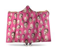 Pilou Pilou Femme Personnalisée Sweat Plaid Personnalisable Pull Plaid Capuche avec Photo de Visage Poncho Polaire Couverture Hiver Robe de Chambre Oversize Blanket Cadeau personnalisé Noël 3tailles
