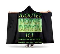 Pilou Pilou Femme Personnalisée Sweat Plaid Personnalisable Pull Plaid Capuche Choisissez Votre Photo Texte Logo Poncho Polaire Couverture Robe de Chambre Oversize Blanket Cadeau personnalisé Noël