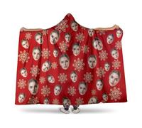 Pilou Pilou Femme Personnalisée Sweat Plaid Personnalisable Pull Plaid Capuche Votre Photo de Visage Poncho Polaire Couverture Robe Hiver Oversize Blanket Cadeau personnalisé Noël 3tailles