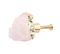 PILYON Bouton De Meuble 2 Pièces Améthyste Fluorite Laiton Poignée Tiroir Armoire Porte Meubles Tiroir Chaussure Armoire Bouton Cristal Blanc
