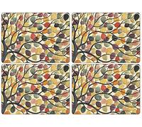 Pimpernel 10,5 x 10,5 cm Panneau MDF avec arrière en liège Dancing Branches Sets de Table, Lot de 4, Multicolore