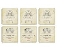 Pimpernel - Dessous de Verre Collection Vin de France - Lot de 6 (Multicolore, Taille Unique)