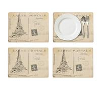 Pimpernel Lot de 4 sets de table avec envers en liège Motif carte postale Sketches Collection 40 x 29,7 cm Motif ville classique inspiré de Paris, Londres, Rome et New York Surface résistante à la