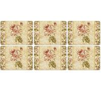 Pimpernel Lot de 6 Sets de Table en Lin Motif Rose Antique