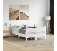 Pin massif avec lattes en contreplaqué Tête et pied de lit Blanc 120x190cm | Cadre de lit bois pin massif blanc 120x190 cm sommier lamelles lit plateforme adulte chambre