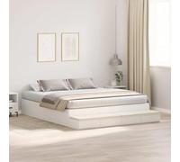Pin Massif avec Rangement Moderne épuré 200 cm Blanc | Cadre de lit avec rangement Blanc 200 cm Bois d'ingénierie tiroirs intégrés literie moderne chambre contemporaine