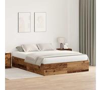 Pin Massif avec Rangement Moderne Marron 135 x 190 cm | Cadre de lit avec rangement Bois Ancien 135x190 cm Lit coffre moderne avec portes Rabattables pour petit espace chambre