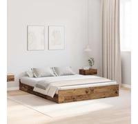 Pin Massif avec Rangement Moderne Marron 140 x 190 cm | Lit avec Rangement 140x190 Bois Ancien, Cadre de Lit Plateforme en Pin Massif Moderne avec 4 Tiroirs, Sommier à Lits Double