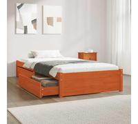 Pin Massif avec tiroirs de Rangement Moderne Marron 90x190cm | Cadre de lit avec tiroir 3 pcs Cire marron Bois de pin Lit à tiroirs intégrés rangement chambre contemporaine sommier robuste