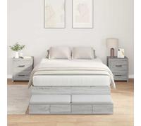Pin Massif avec tiroirs Design Moderne Gris Sonoma 120 cm | Lit avec rangement et tiroirs Gris Sonoma 120 cm avec 4 tiroirs, cadre bois massif sans sommier industriel moderne chambre,