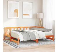 Pin Massif déployable Moderne Marron 203.5 x 164 x 66 cm | Lit de Jour Escamotable Pin Massif Brun Cire 203.5x164x66 cm avec Tiroir, Canapé Lit Rétractable pour Invités, Chambre