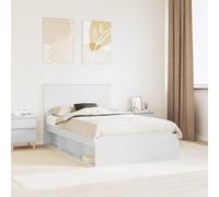 Pin Massif Design épuré Chambre Moderne 120x190 cm Blanc | Cadre de lit Blanc 120x190 cm Bois de pin massif avec tête de lit, Sommier à lattes fixe, Structure robuste pour chambre