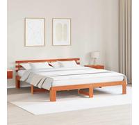 Pin Massif Design Minimaliste Moderne 180 x 200 cm Marron | Cadre de lit super king 180x200 cm avec tête de lit en pin massif Brun cire, sommier à lattes inclus, 200 kg charge max,