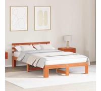 Pin Massif Design Moderne 140 x 190 cm Marron | Cadre de lit avec tête de lit Brun cire 140x190 cm Pin massif sommier inclus moderne chambre