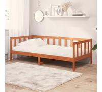 Pin Massif Design Moderne Brun 90 x 200 cm | Lit d'appoint avec matelas Brun ciré et blanc 90 x 200 cm, Canapé de jour en pin massif avec sommier à lattes, matelas 7