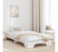 Pin Massif Design Moderne Cadre de lit 90x200 cm Blanc | Cadre de lit Blanc 90 x 200 cm Pin massif Moderne Sommier à lattes Fixe Durable Facile Assemblage Chambre Contemporaine