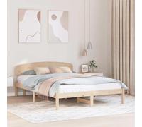 Pin Massif Design Moderne tête de lit 160x200 cm Marron | Cadre de lit avec tête de Naturel 160 x 200 cm Pin massif à lattes king Lit chambre Moderne Solide Facile à monter