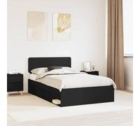 Pin Massif Design Moderne tête de lit Noir 135 x 190 cm | Cadre de lit avec tête de Noir 135 x 190 cm Pin massif Lit plateforme moderne solide pour chambre adulte adolescent