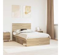 Pin massif élégant Style minimaliste chambre Modèle 120x190 cm Marron | Cadre de lit Sonoma 120x190 cm Bois de pin massif avec sommier à lattes, design moderne lit plateforme pour chambre adulte et